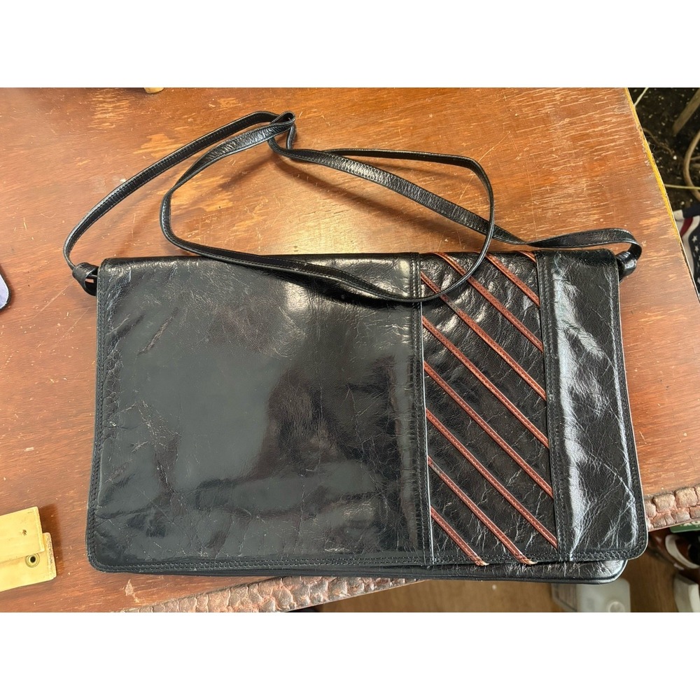 Barbara Bolan Vintage 1980s Black Shoulder Bag Purse Italian Leather